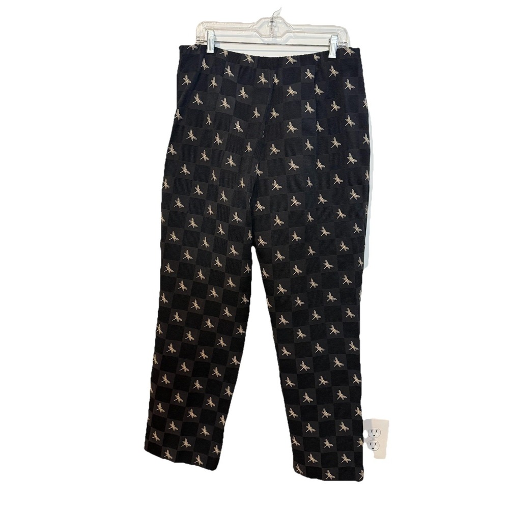 Vintage Talbots Women's Sz 16 Dragonfly Embroidered Cotton Straight Crop Pant - Picture 4 of 8